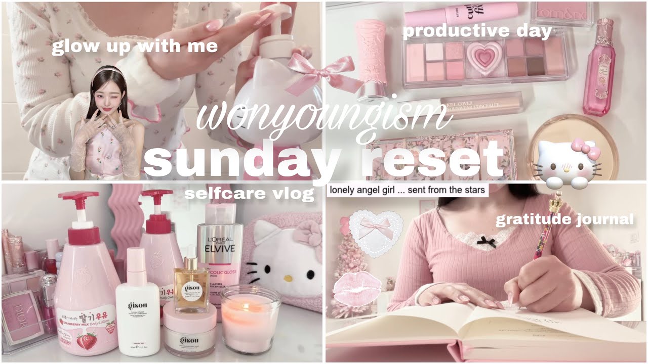 wonyoungism sunday reset 🎀🧴🫧 glow up with me, self care, gratitude journal