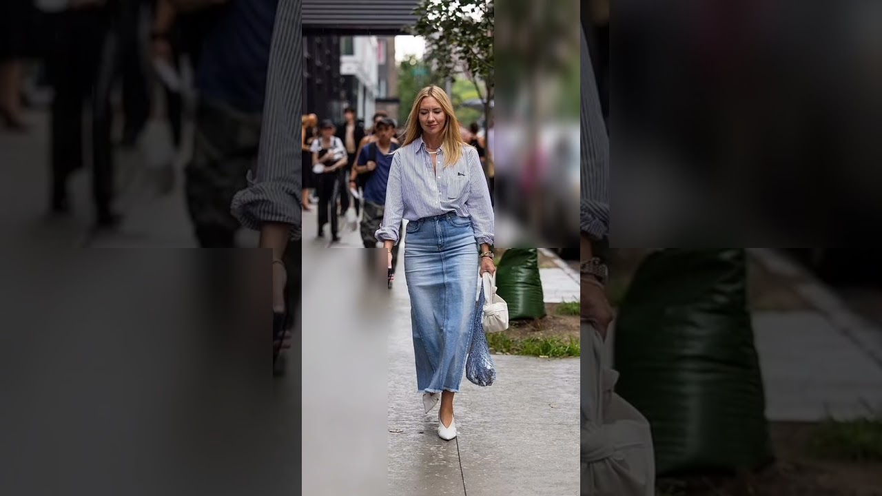 LOOKS ELEGANTES COM SAIA JEANS M&Iacute;DI. INSPIRE-SE!
