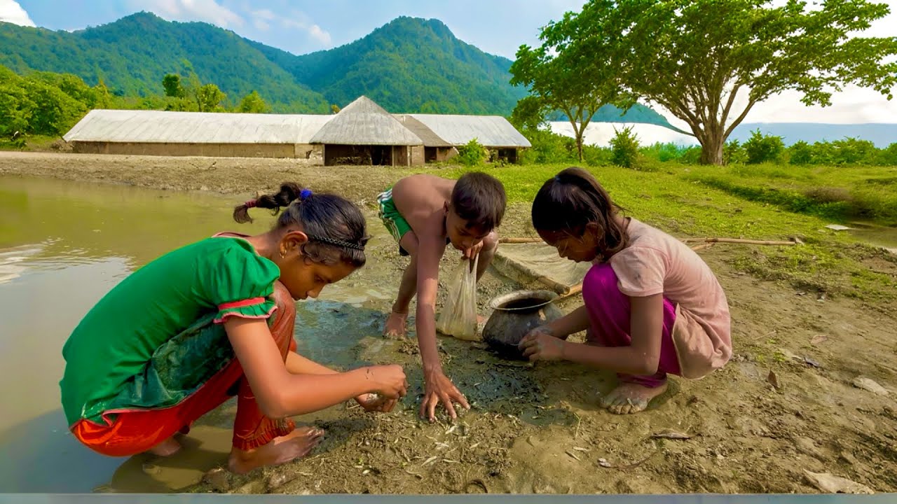 গ্রামের ছোট মাছ ধরা হয়েছে দেখুন কি ভাবে ঠেলা জাল দিয়ে মাছ ধরে #fishing 