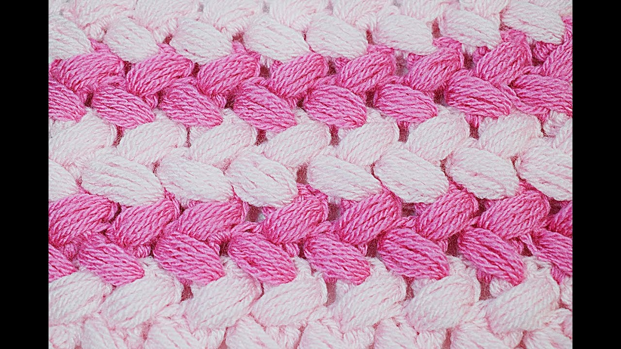 Puntada punto puff cruzado para mantas y cobijas muy facil y rapido #crochet #ganchillo
