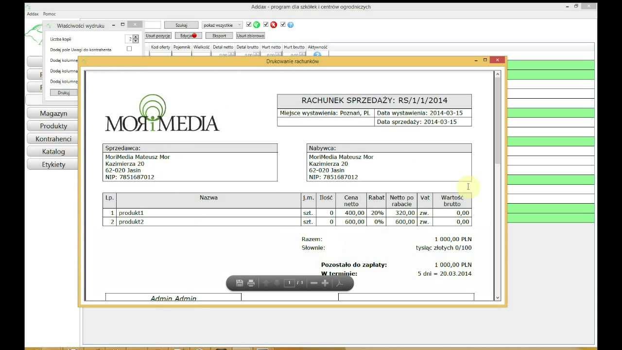 Pierwsze kroki po zainstalowaniu programu Addax i Addax Plus