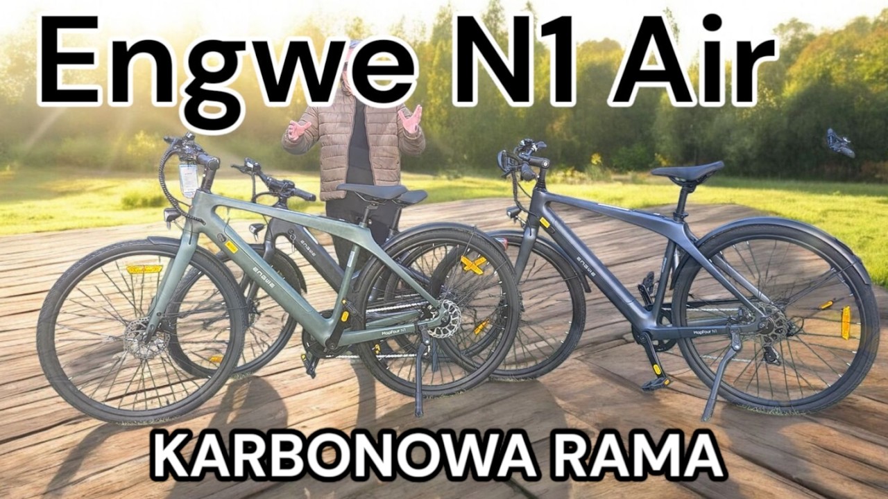 KARBONOWY rower elektryczny Engwe N1 Air z hydraulicznymi hamulcami tarczowymi i alarmem - 100km