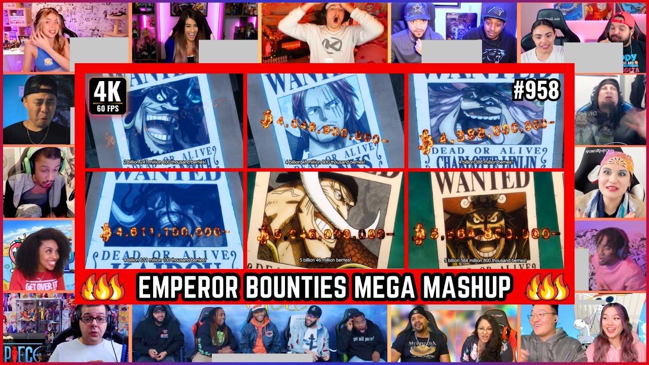 🔥🔥EMPEROR BOUNTIES MEGA REACTION MASHUP - One Piece Episode 958 Mega Reaction Mashup #onepiece958
