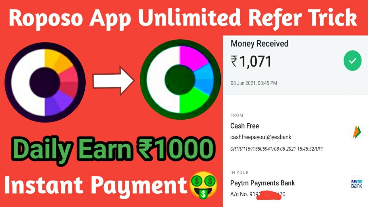 Roposo App Unlimited Refer Bypass Trick | Roposo App Usa Number Refer Trick | Earn Unlimited ₹25+25