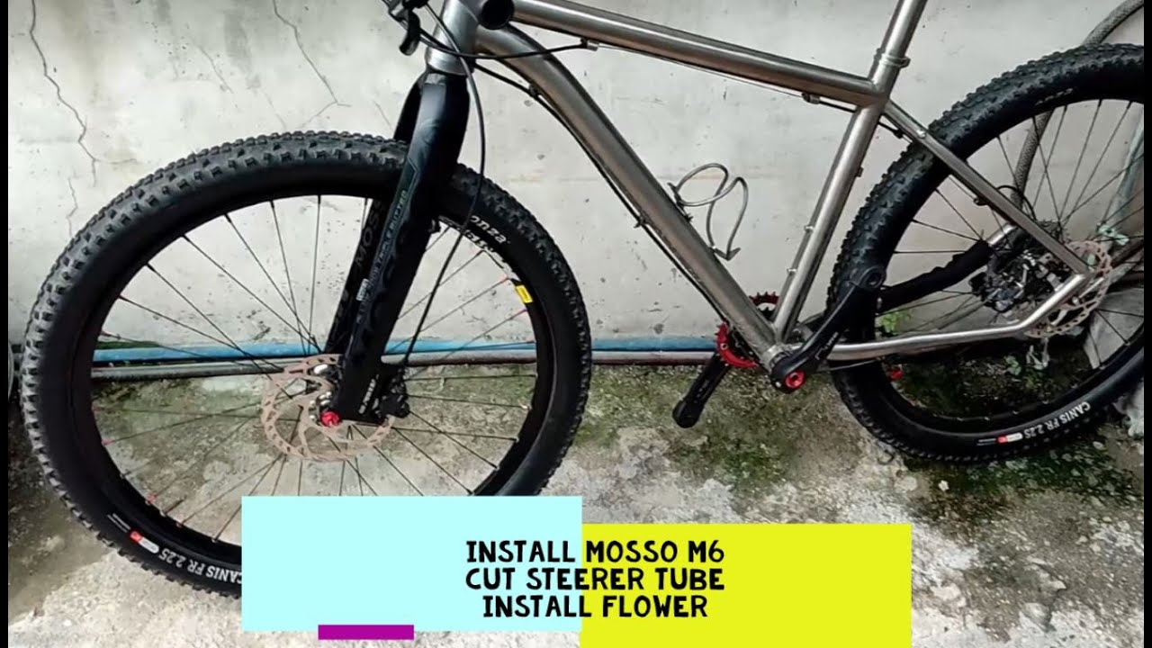 remove manitou R7 pro, install mosso M6 rigid forks, cut steerer tube, install flower on forks