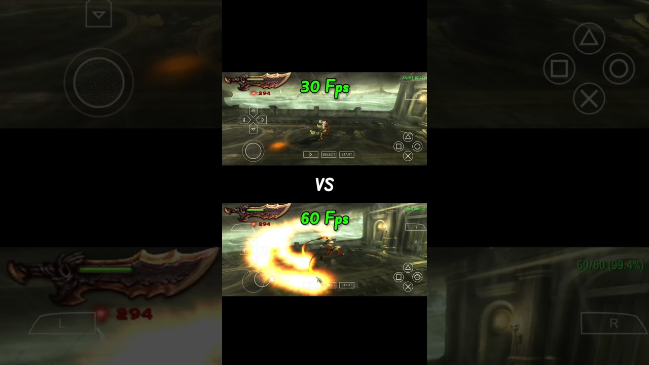 30Fps vs 60Fps God of War Ghost of Sparta PPSSPP