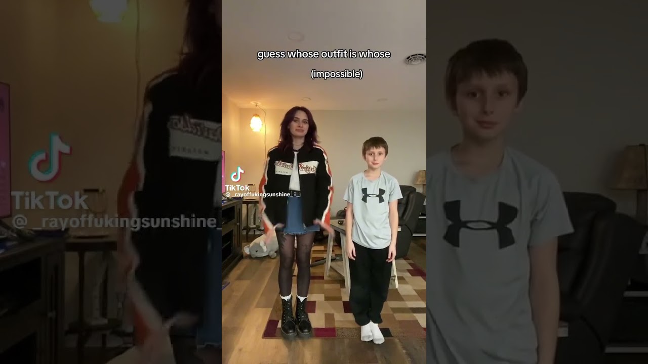 Grunge Sister & Younger Brother Clothes Swap #tiktok #funny #siblings #clothesswap #swapclothes