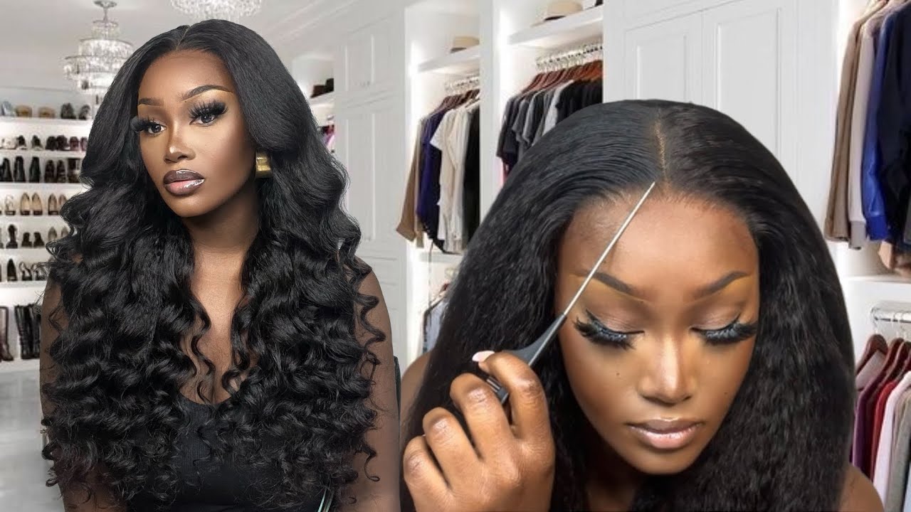 SUPER NATURAL Pre-Cut Glueless Install on Kinky Straight Wig ft. @ISEEHAIR