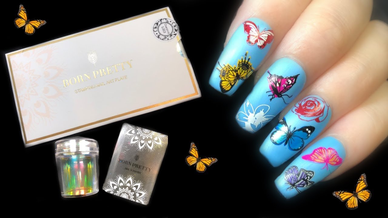 🦋 Layered Butterflies Nail Art | Born Pretty Overprint Stamping Plate & Clear Stamper Review