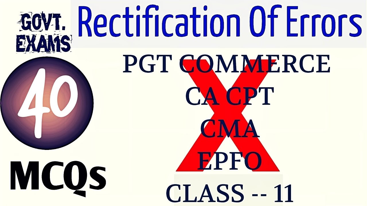 MCQs On Rectification Of Errors | MCQ on Rectification Of Errors Class 11 | #MCQOnTrialBalance&recti