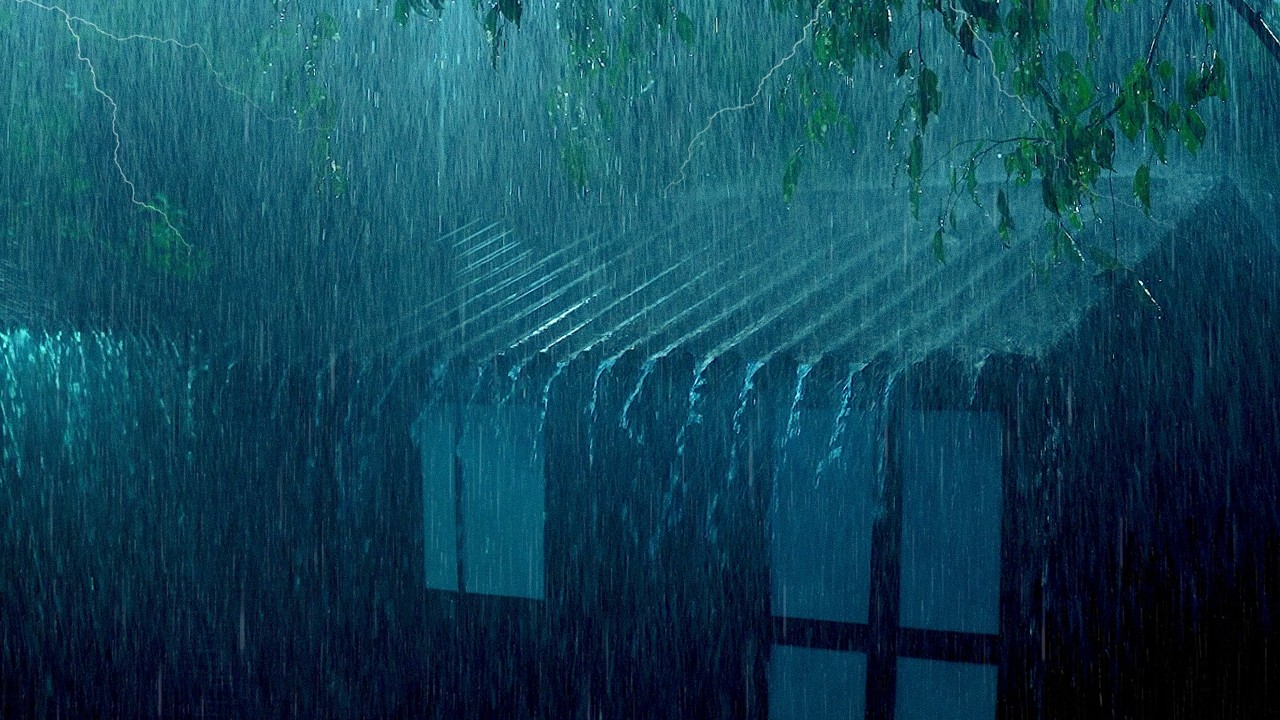 Freedom From Stress to Sleep Instantly with Heavy Rain & Vicious Thunder Sounds on Tin Roof at Night
