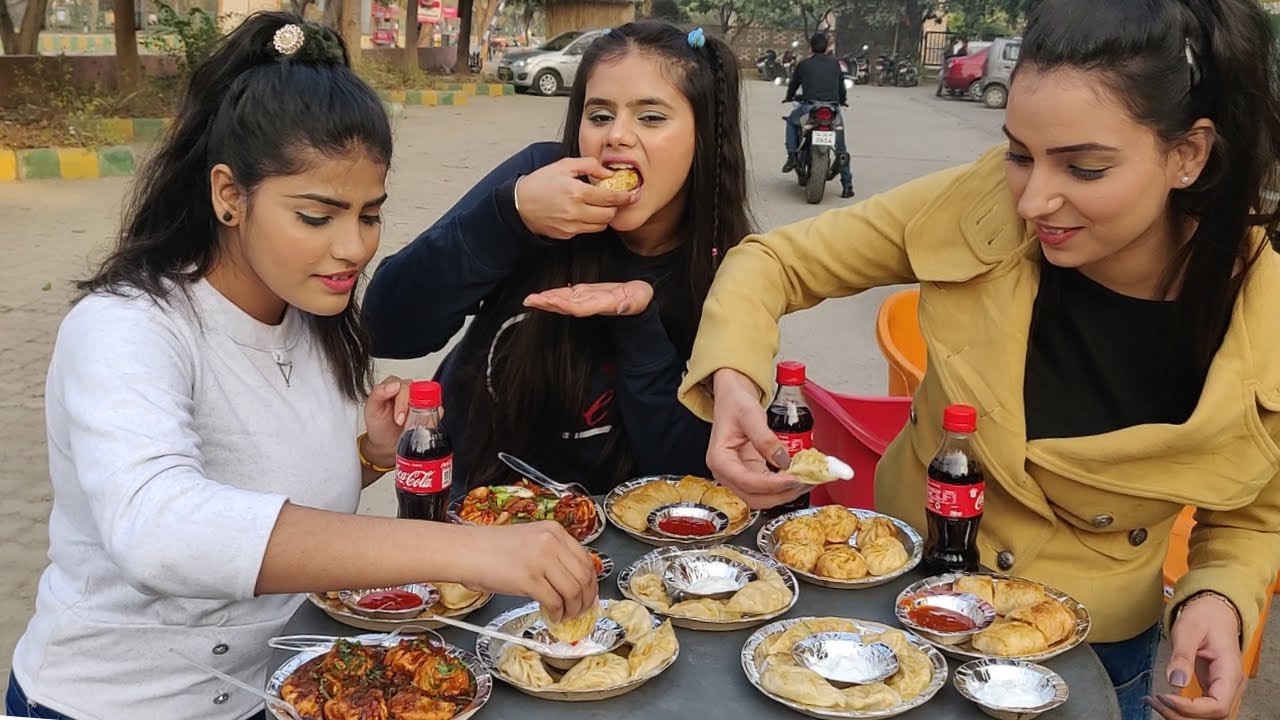 Spicy Paneer Momos, Chilli Momos, Manchurian Momos and Spring Roll Challenge | Food Challenge