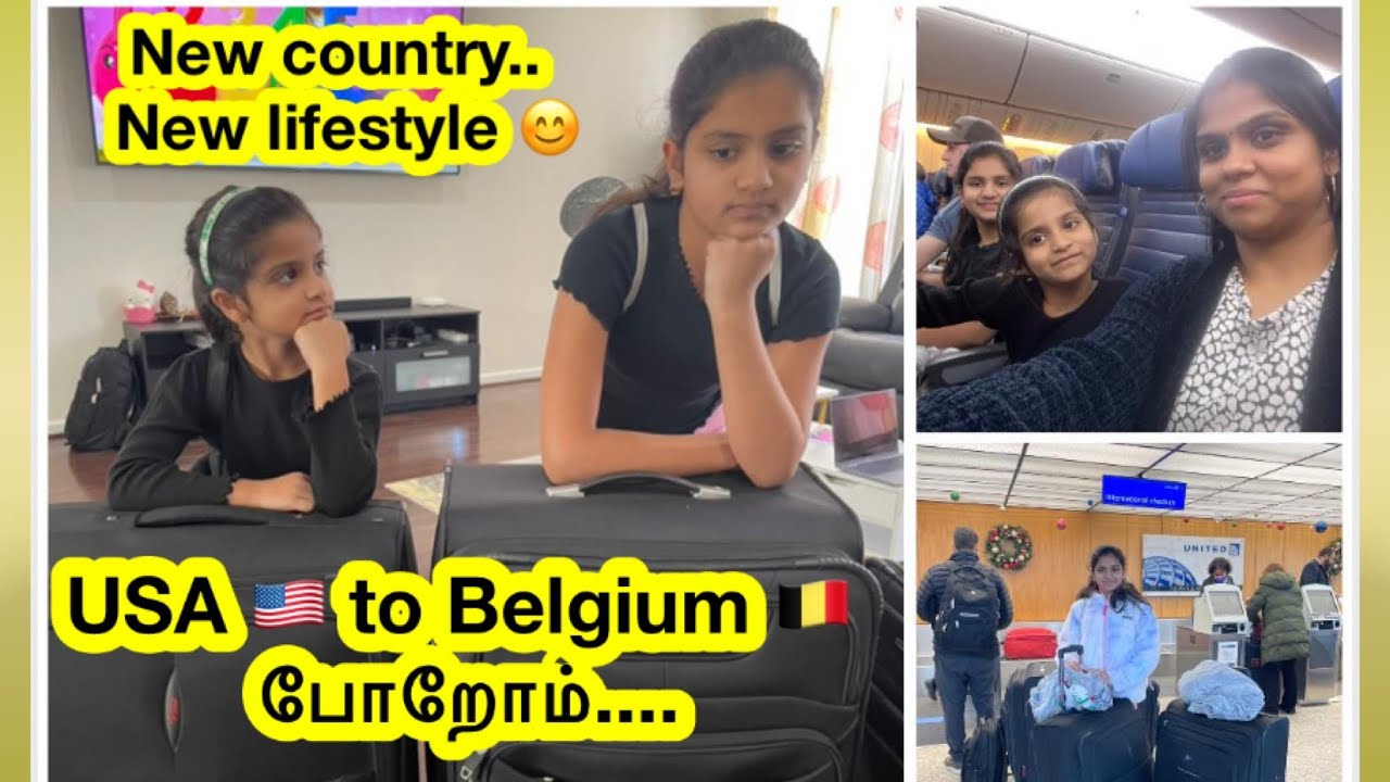 Tamil 🇮🇳family in USA 🇺🇸life style//USA to Belgium trip vlog//flight travel with 2 kids