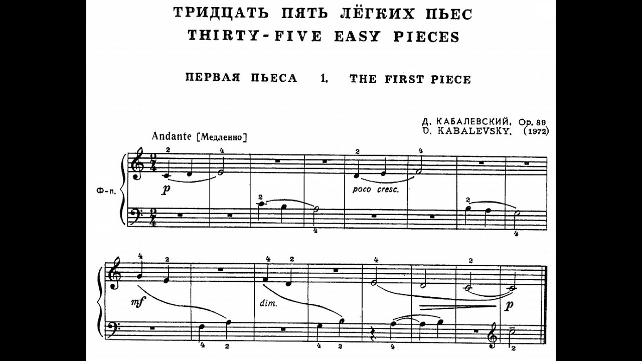 Dmitry Kabalevsky  - 35 Easy Pieces Op. 89 for piano (with score)