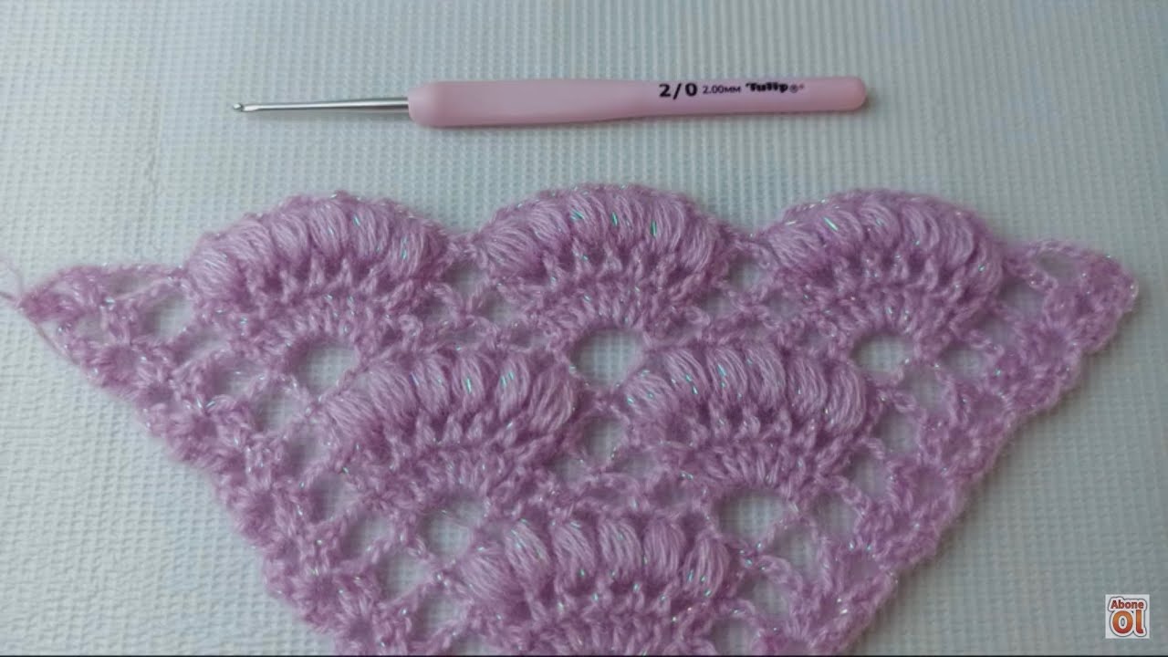&Ccedil;OK KOLAY TIĞ İŞİ &Uuml;&Ccedil;GEN ŞAL MODELİ / Easy Crochet Shawl