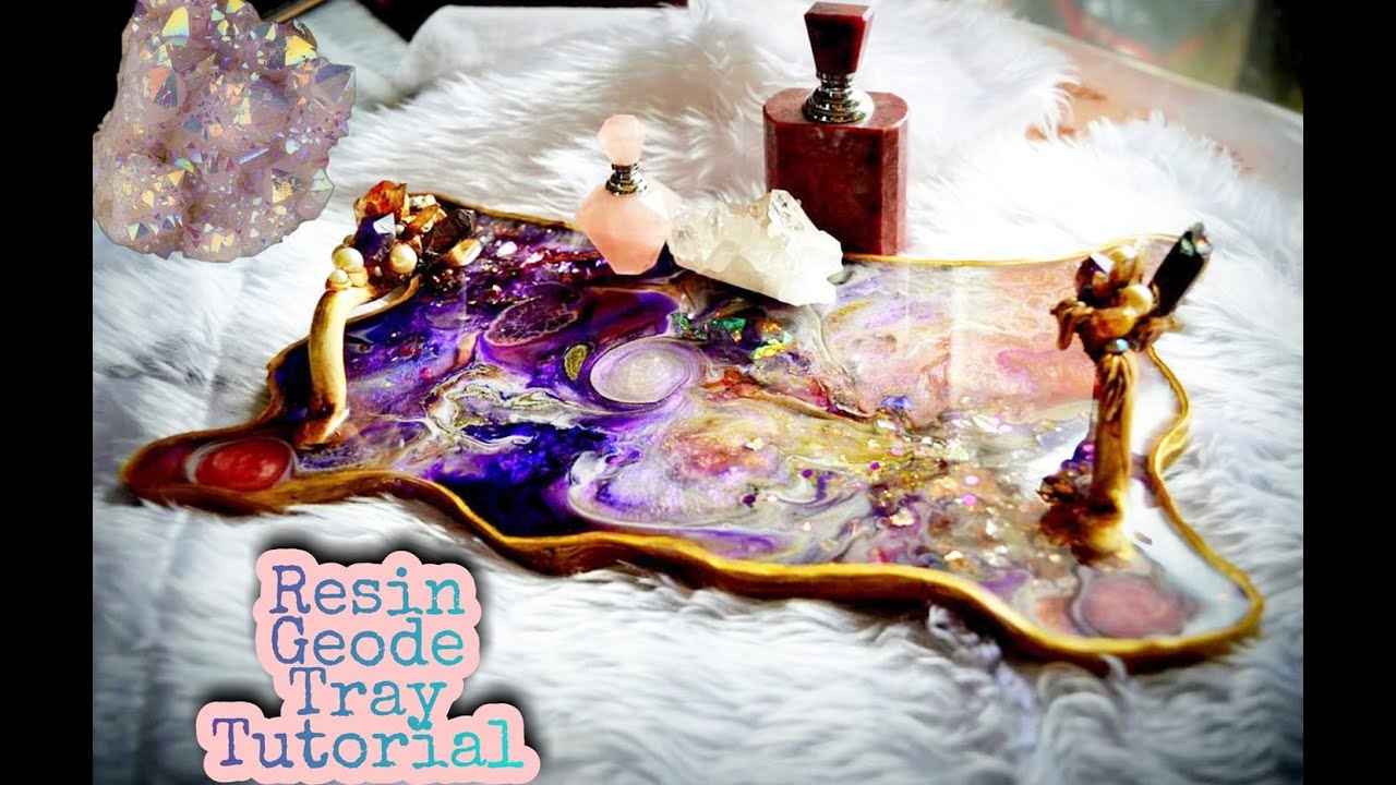 Amazing DIY Geode Rose Gold Resin Tray Tutorial for beginners | Free form Resin Geode Tray |