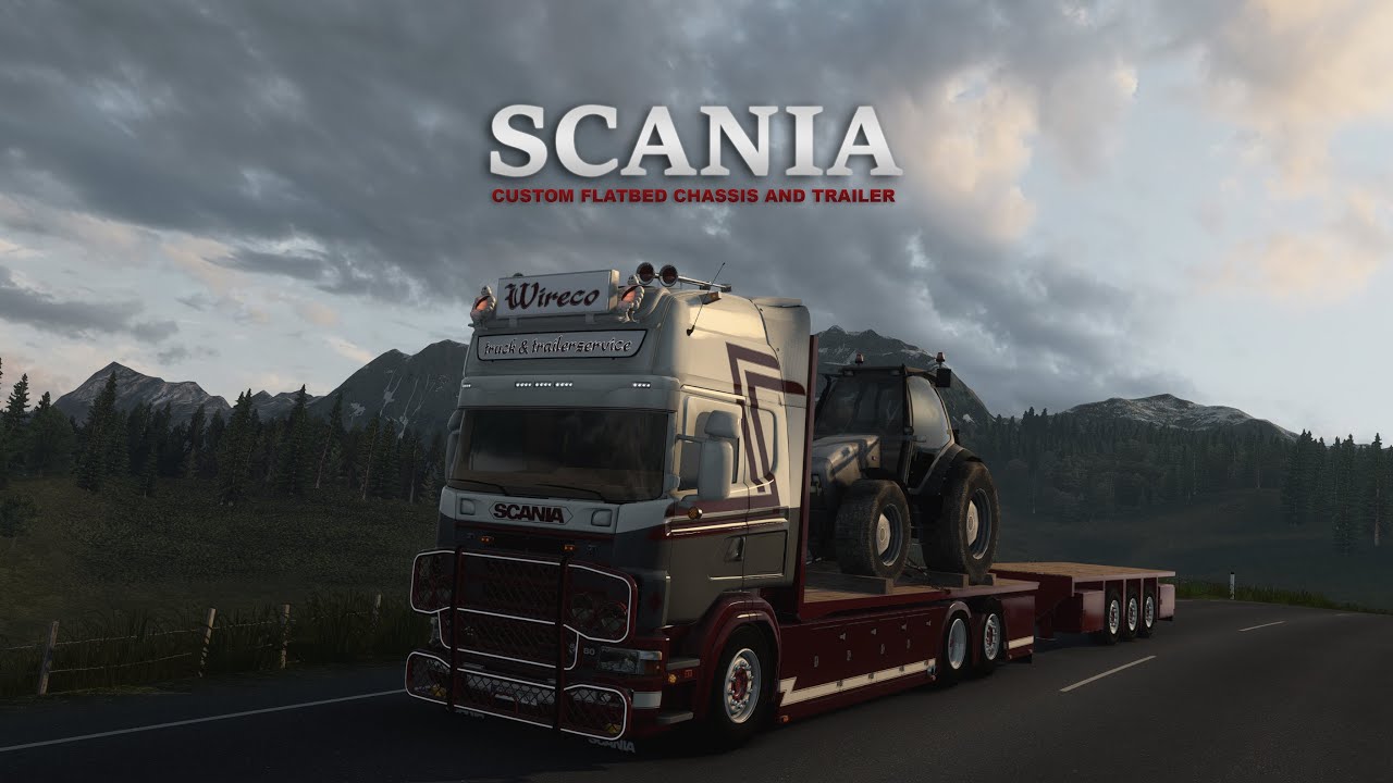 ETS2 1.49 Scania L164 580 V8 Wireco - Custom Flatbed Chassis And Trailer by V.Mourtos