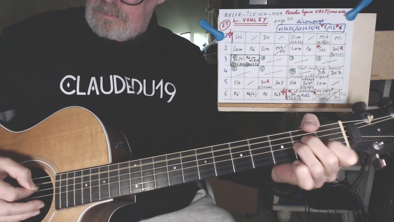BELLE ILE EN MER de  L.  VOULZY   .  tuto guitare  .
