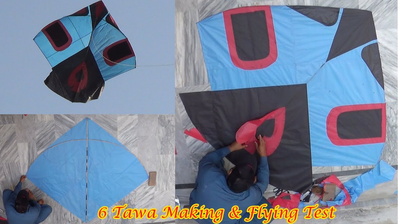 Big 6 Tawa Kite Making & flying alone  | Six Tawa bari Patang Banane ka Tarika - DIY - Mr. kites