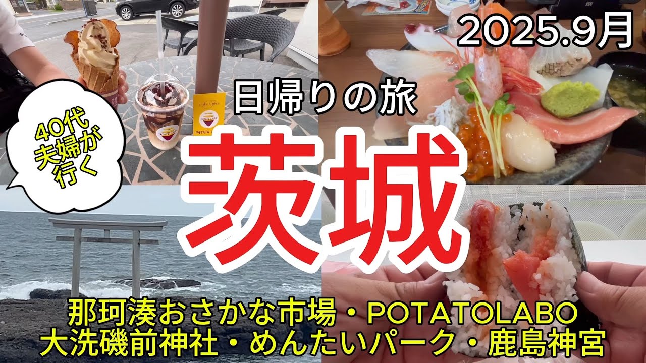 【40代夫婦の茨城日帰り旅】那珂湊おさかな市場・POTATO LABO・大洗磯前神社・鹿島神宮・温泉で癒やしの1日♨️