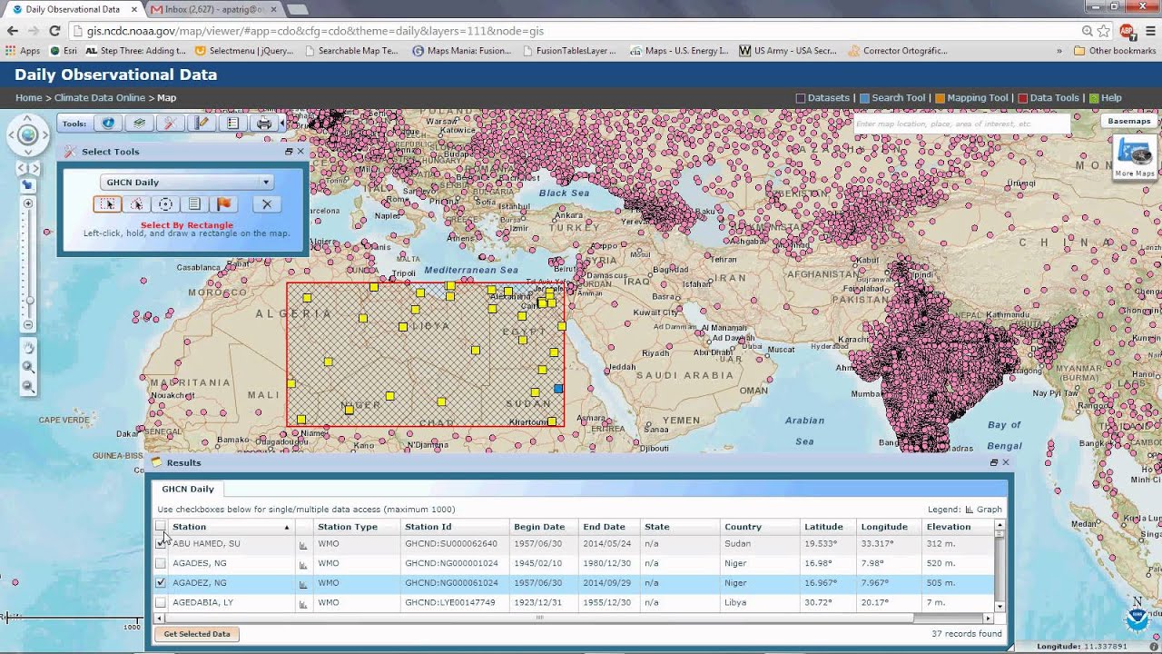 Tutorial on climate data retrieval from the National Climatic Data Center
