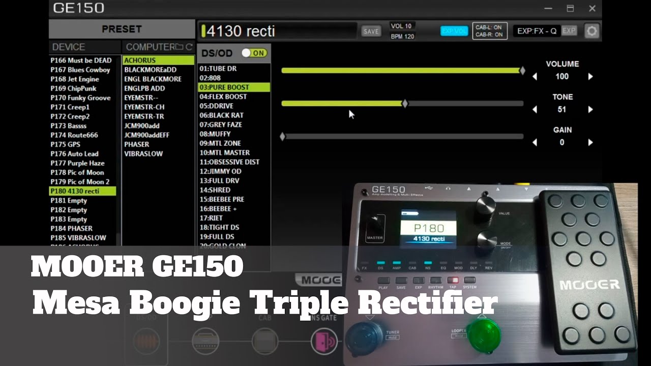 Mooer GE150 - TRI REC DS (Mesa Boogie Triple Rectifier Distortion) demo