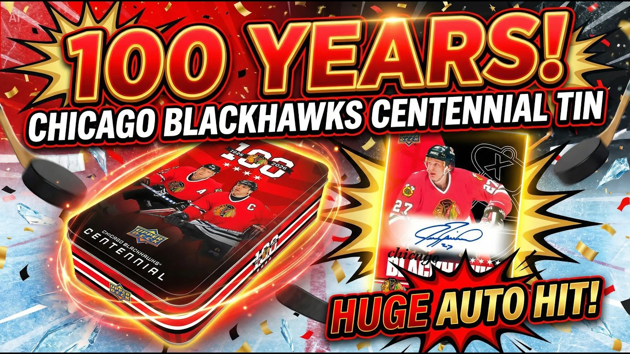 LEGEND AUTO! CHICAGO BLACKHAWKS CENTENIAL TIN  UPPER DECK HOCKEY CARDS