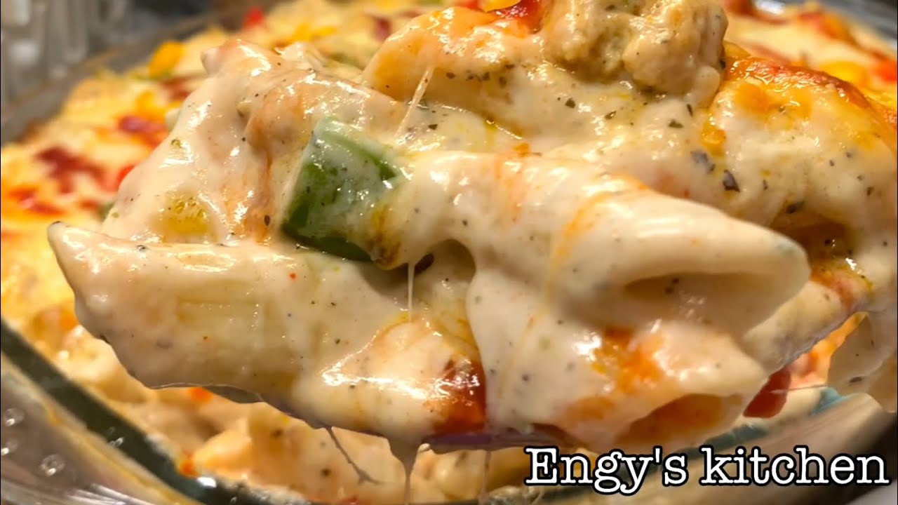 باستا الوايت صوص بالفراخ التندورى والجبن 😋 وصفه راائعه ومختلفه غرقانه بالجبن 👌🏻white sauce pasta