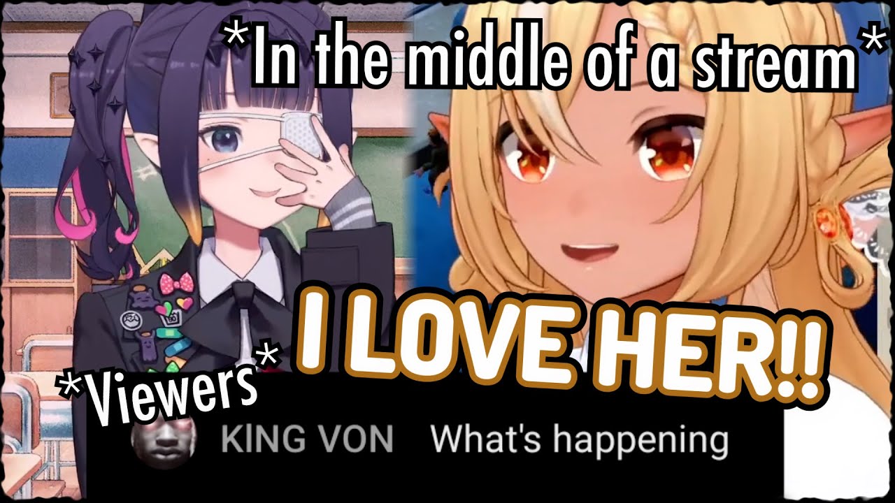 Flare watches Ina's outfit reveal MID STREAM, scaring her viewers suddenly screaming her love