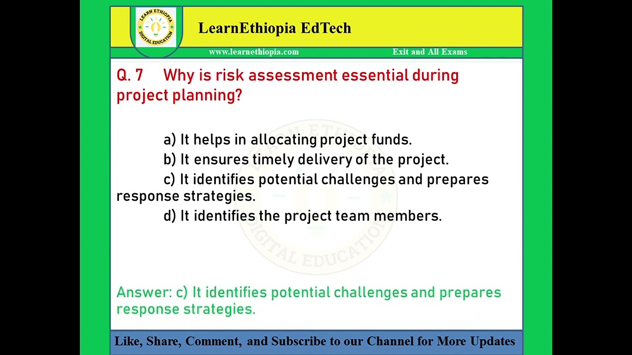 Project Management | Model Exit Exam Questions for Business Administration & Information Systems