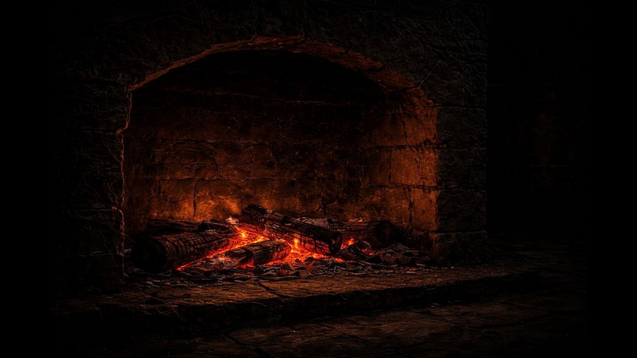 Dark Fireplace Embers 🕯️ Deep Calm & Only Glowing Coals