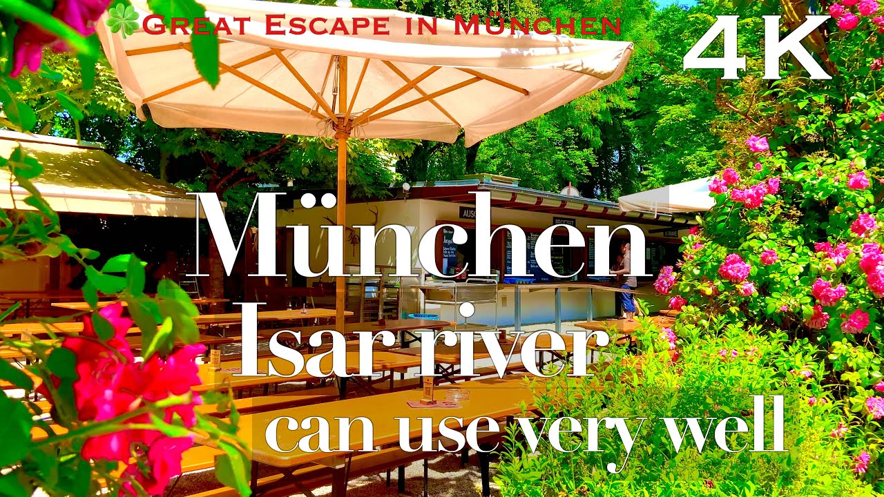 【München Biergarten!】die Isar im Sommer!  beliebter Geheimtipp biergarten Natur Schwimmen!