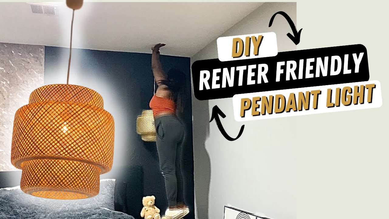 HANGING PENDANT LIGHT WITH NO HARDWIRING | Renter Friendly Ceiling Light | Remote Control Light