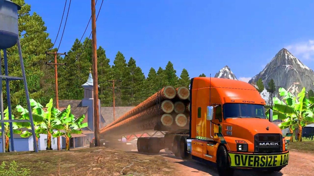 Truck: Mack Anthem. Trailer: KSW Steerable Dolly. Carga: Troncos largos - ATS 2026 03 01 23 57 42