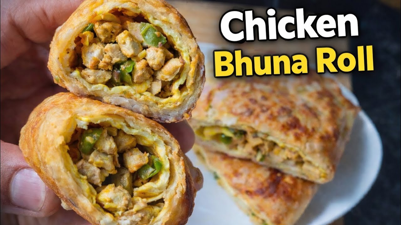 Street Style Chicken Bhuna Roll | Crispy & Juicy Chicken Roll Recipe | Easy Roll at Home