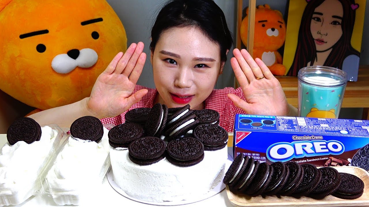 화이트레어치즈케이크 오레오 생크림 먹방 Mukbang