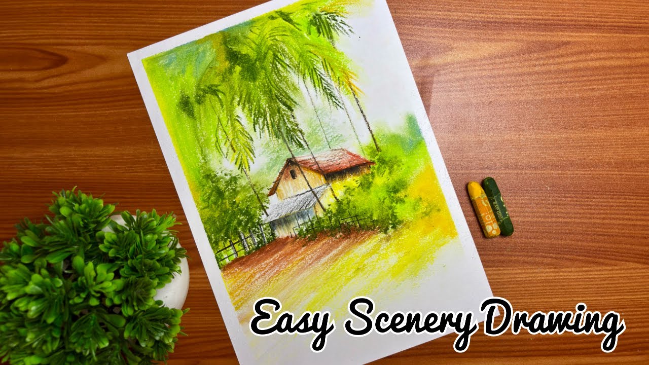 How to Draw Scenery | Easy Oil Pastels Drawing for Beginners #painting #art #drawing 