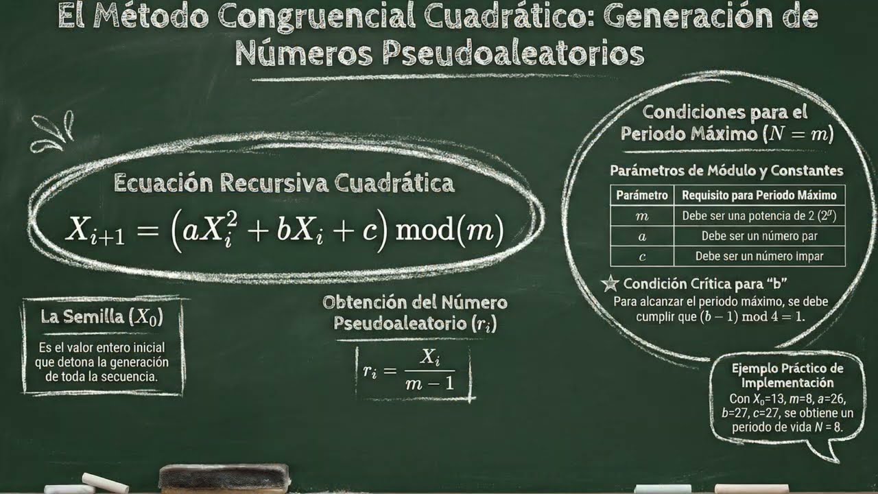 Algoritmo Congruencial Cuadrático para obtener números pseudo aleatorios.￼