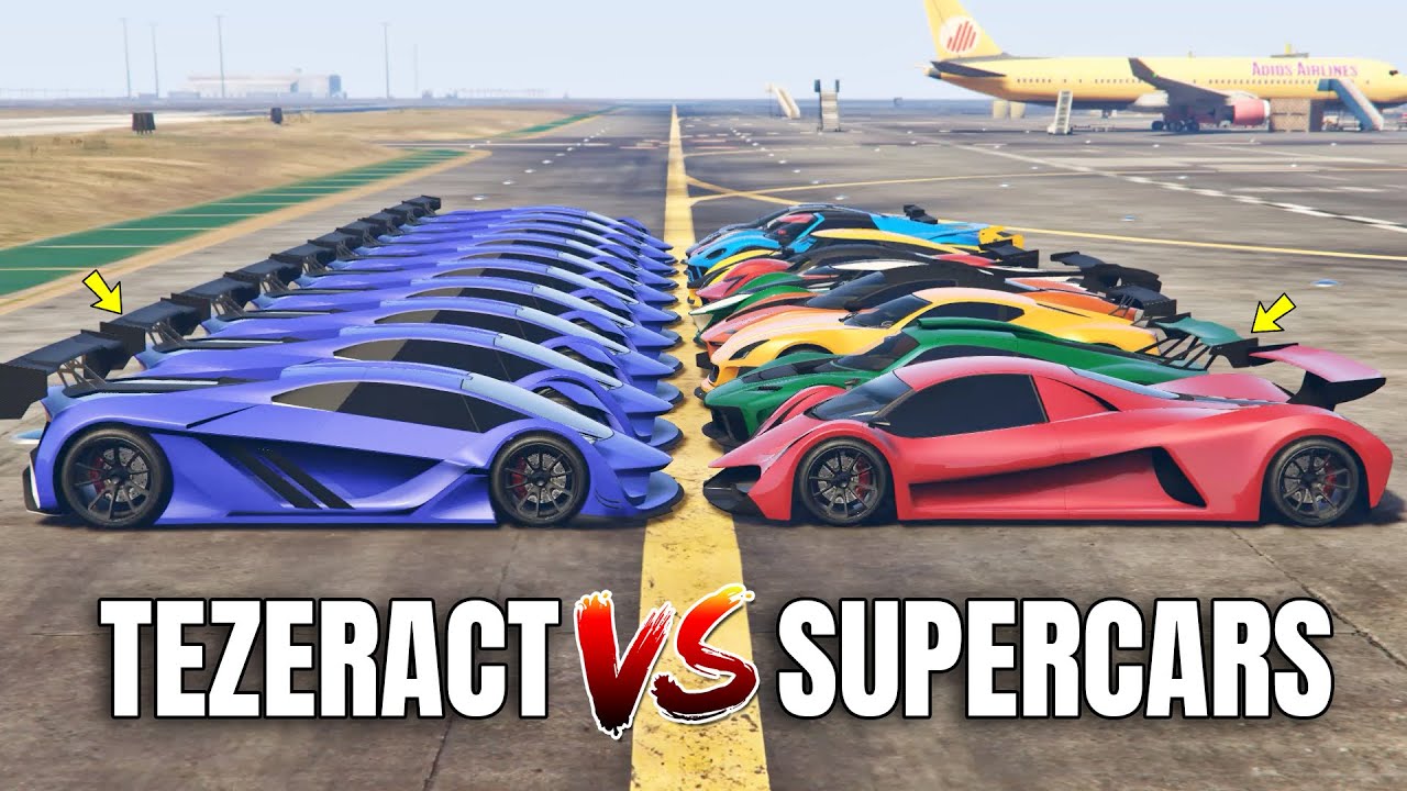 GTA 5 ONLINE - TEZERACT VS 10 FASTEST SUPERCARS (WHICH IS FASTEST?) | DRAG RACE