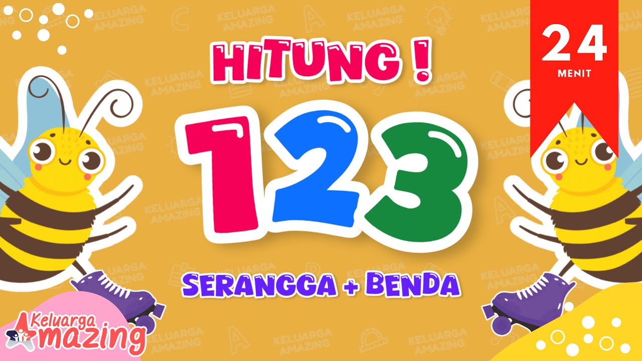Belajar Angka 1 sampai 10 Seri Nama Serangga dan Benda Warna Warni