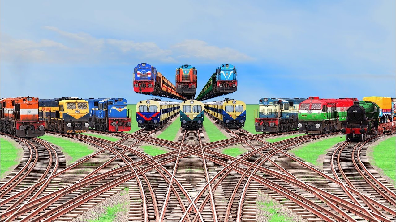 TWELVE TRAINS DID DIAMOND CROSSING AND NO 🚫 TRACK CROSSING |MEMU | WDG4D| WDM3A| Train Simulator