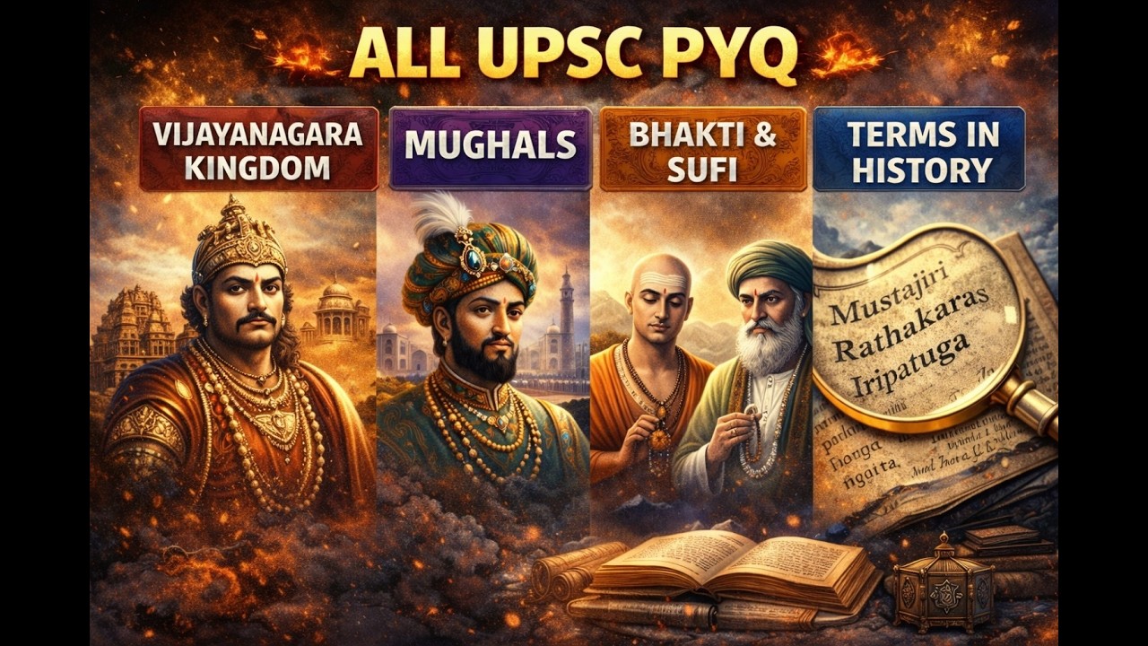 ALL UPSC PYQ – Vijayanagara | Mughals | Bhakti & Sufi | Terms in History 🔥Complete PYQ Coverage