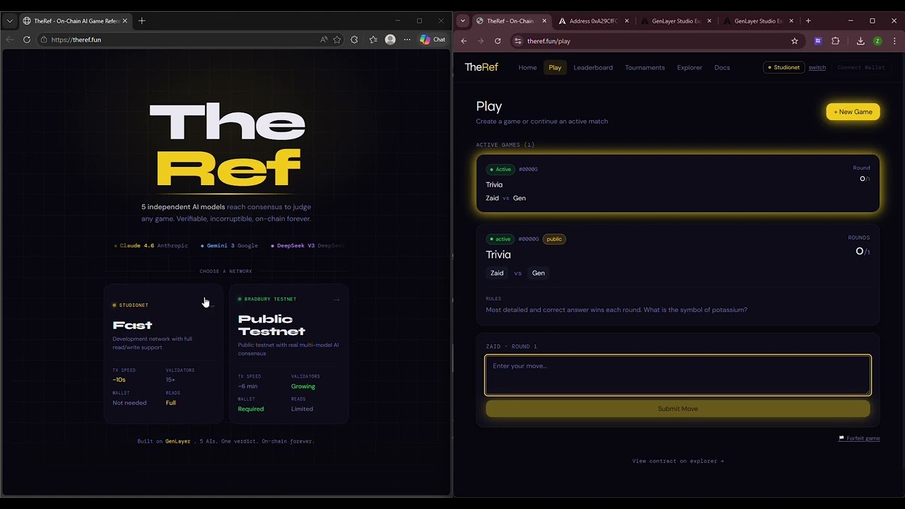 TheRef: Replacing Game Servers with AI Consensus on GenLayer