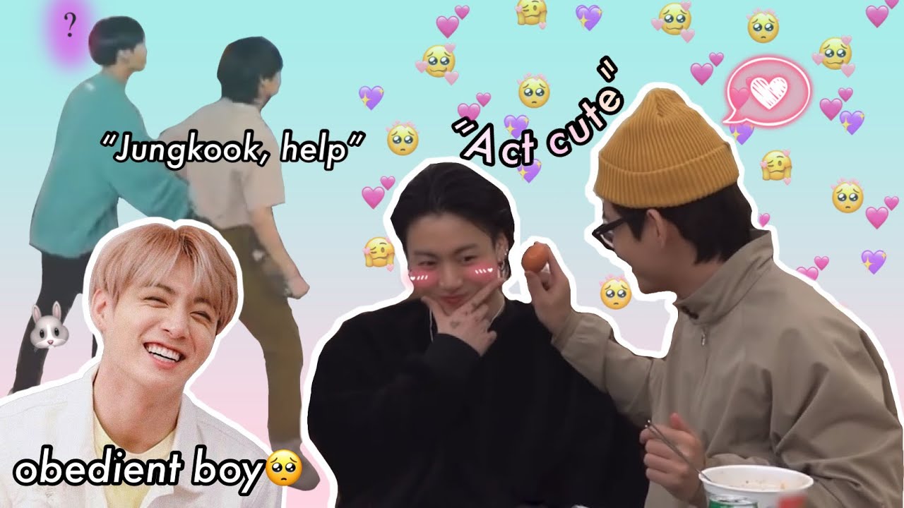 Jungkook being an obedient dongsaeng for the BTS hyungs
