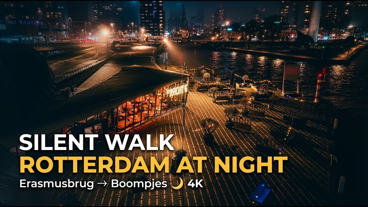 Rotterdam Walking Tour 4K - Willemsbrug to Erasmusbrug & Boompjes - [RAW POV] Silent Walk ASMR