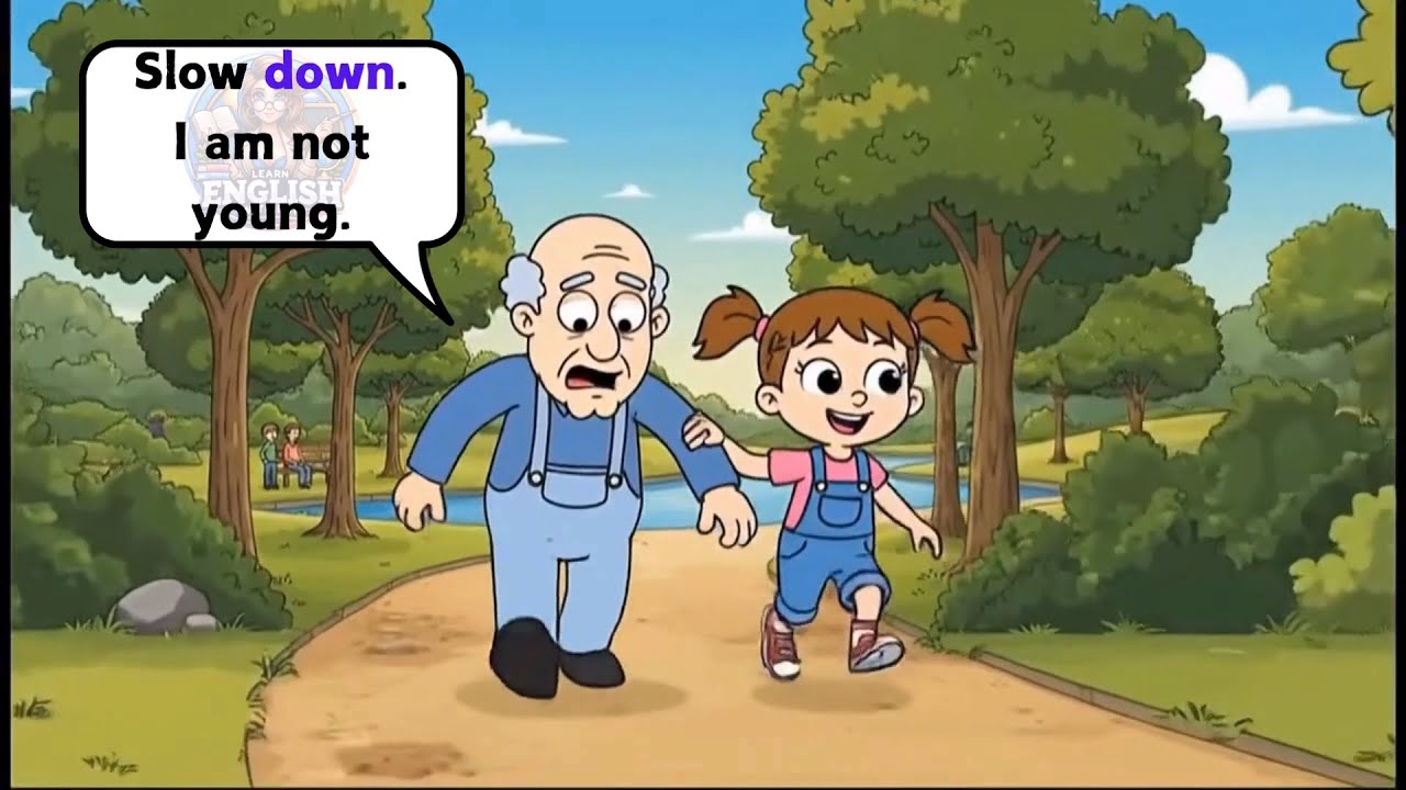 Learn English with Grandpa & Granddaughter 😂 | Funny Park Restroom Emergency | Easy English Dialogue