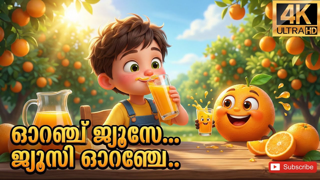 Orange Juice Song Malayalam 🍊 | ഓറഞ്ച് ജ്യൂസ് | Malayalam Nursery Rhymes for Kids | Fruits Song