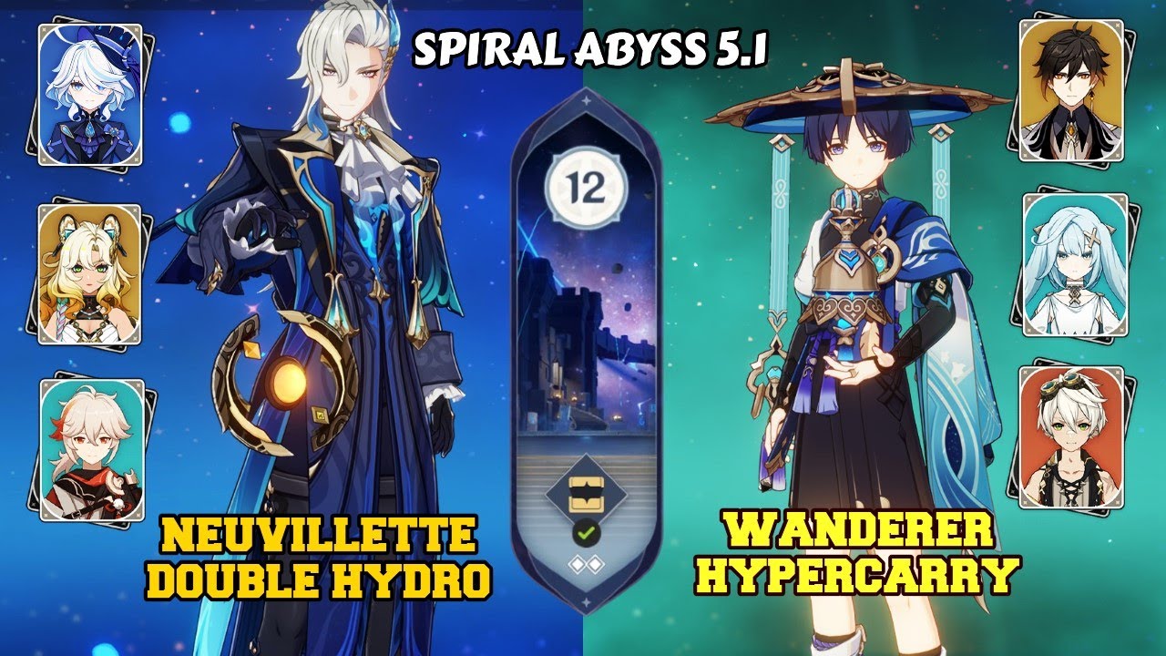 Spiral Abyss 5.1 | C0 Neuvillette Premium & C2 Wanderer Hypercarry | Genshin Impact