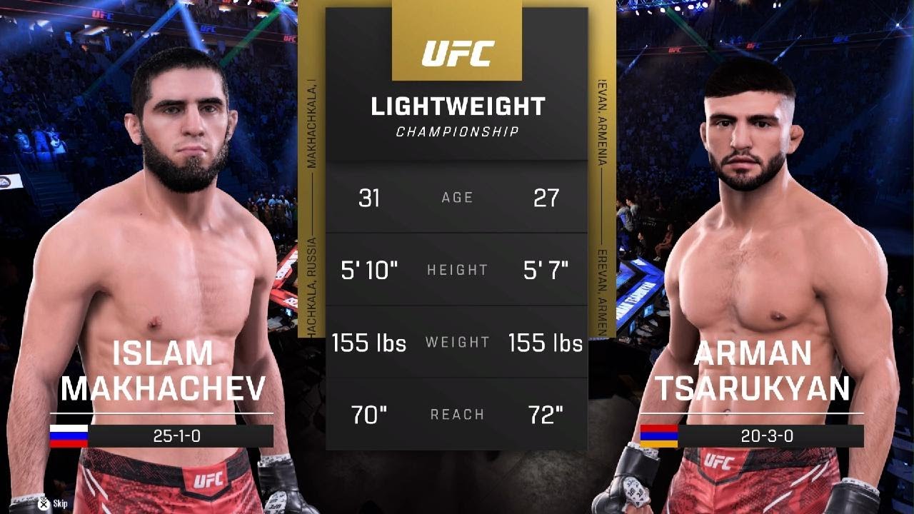 ИСЛАМ МАХАЧЕВ VS АРМАН ЦАРУКЯН UFC 5 CPU VS CPU