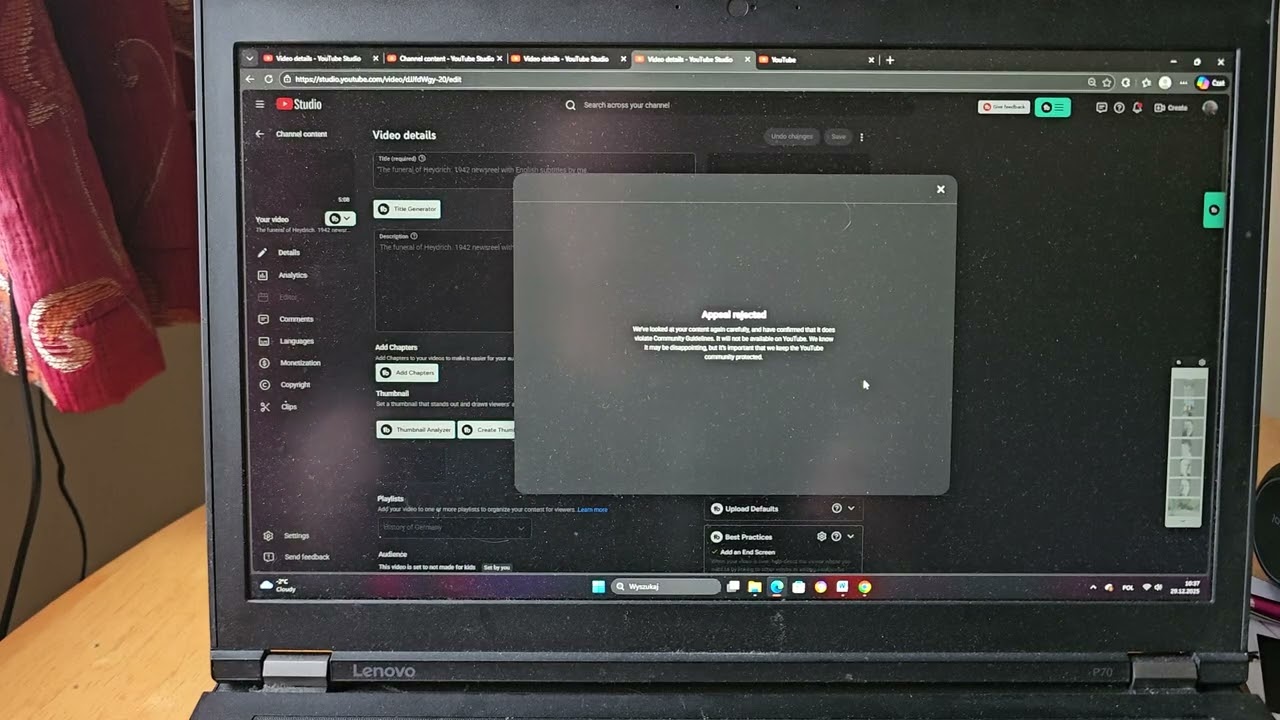 YouTube censorship of my video on the funeral of Reinhard Heydrich